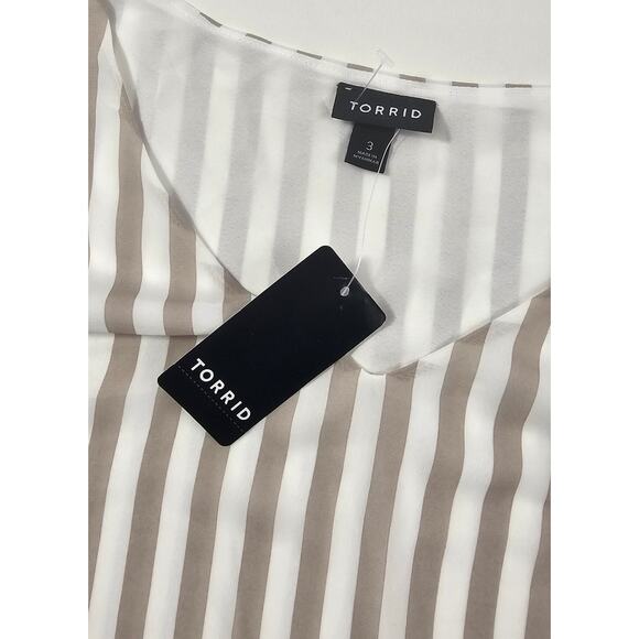 NWT torrid 3 (3X) neutral chiffon layered striped sleevless career casual summer - Picture 5 of 8